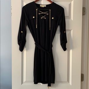 Michael Kors Navy Dress with Gold Chain Detail